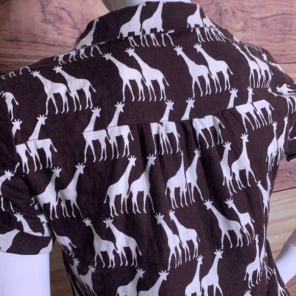 —-S0LD on MERC—-KATE SPADE GIRAFFES PATTERN LOOSE FIT SHORT SHIRT TOP DRESS - Picture 8 of 16